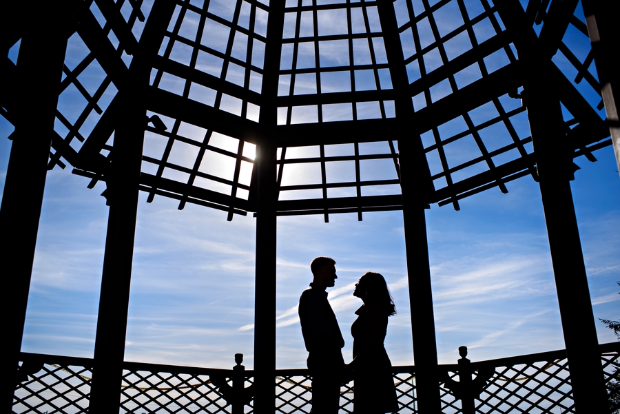 A Silhouette of an engaged couple during their engagement session in Philadelphia.